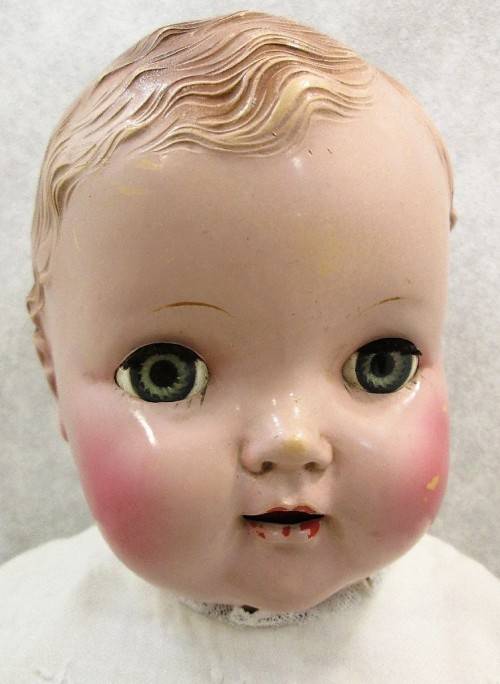 Old Bisque Doll (550), Lovely Two Tone Blue Eyes - Length 51cm; Needs Restoration