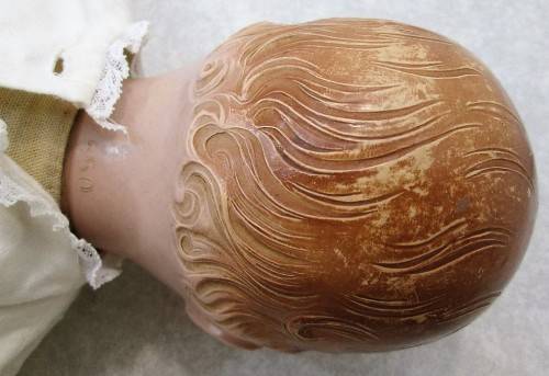 Old Bisque Doll (550), Lovely Two Tone Blue Eyes - Length 51cm; Needs Restoration