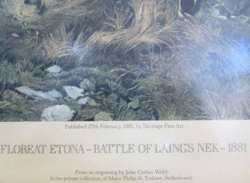 Framed Behind Glass- Battle Of Laing's Nek 1881 Heritage Fine Art Limited Edition Print- 58cm/51,5cm