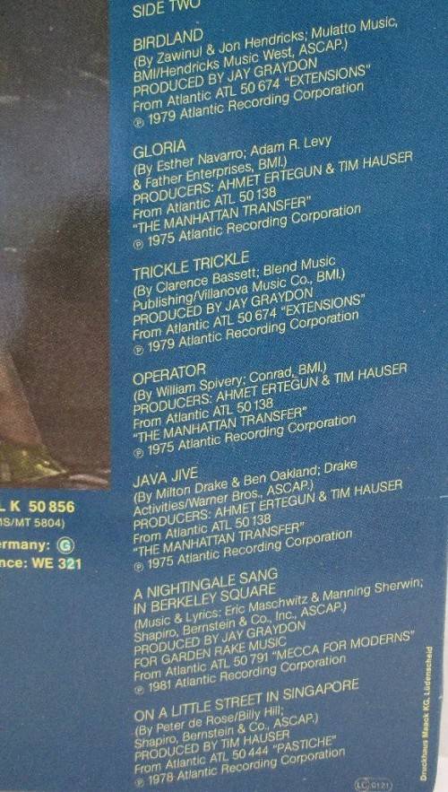 The Best Of The Manhattan Transfer - Atlantic, 1981 - ATL 5086
