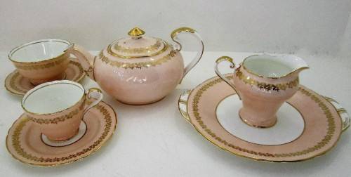Aynsley, England Bone China Teapot + Various, Delicate Peach & Gold!