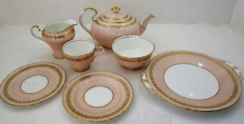 Aynsley, England Bone China Teapot + Various, Delicate Peach & Gold!