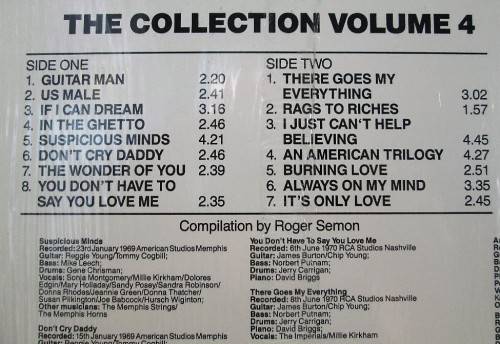 Elvis - Elvis: The Collection Vol.4 - RCA Victor, 1984 - RCAL 6044 - SA Pressing