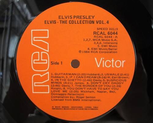 Elvis - Elvis: The Collection Vol.4 - RCA Victor, 1984 - RCAL 6044 - SA Pressing
