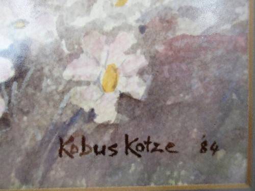 Lovely Kobus Kotze Watercolour Framed Behind Glass - Frame: 70cm/53cm, Picture 45cm/28,5cm