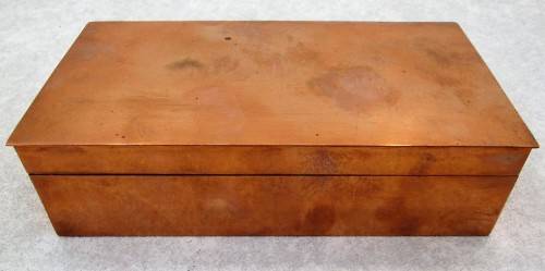LOVELY!!! Copper & Wood Cigarette Box Made In Rhodesia - 18cm/9,5cm/5cm