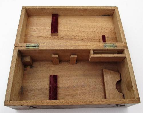 Small Brass Antique Microscope Plus Box - Height 22,5cm