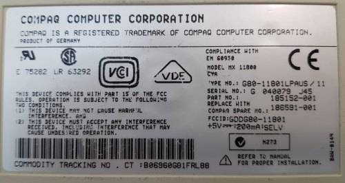 Vintage Compaq Computer Corporation Model MX 11800 Keyboard