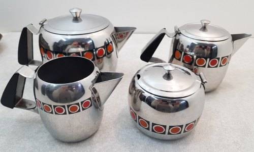 Wonderful c1970's Retro Stainless Steel Teaset
