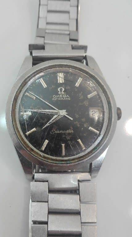 1967 Omega Automatic Seamaster Watch - Needs Glass Replaced, Some Corrosion Inside, Working