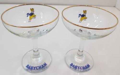 Collectible & Cute! Retro 1970's Babycham Pair Of Glasses - Height 11cm