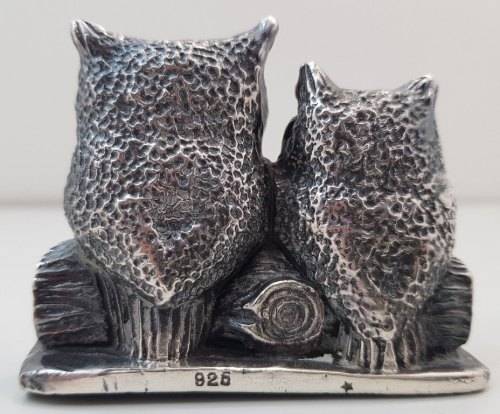 Gorgeous 925 Silver Owl Ornament -  7cm/6,5cm/2,5cm, 68g