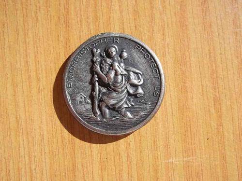 "St Christopher Protect Us" Johannes Paulus II Medallion - Diameter 3,5cm