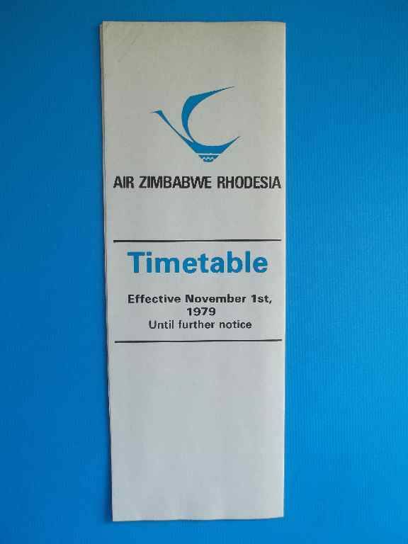 An Old "Air Zimbabwe/Rhodesia" Timetable - 1st November 1979