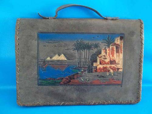 Exceptionally Soft & Tactile Leather Bag - Souvenir Of Egypt c1940's (Wartime) 30cm/20cm