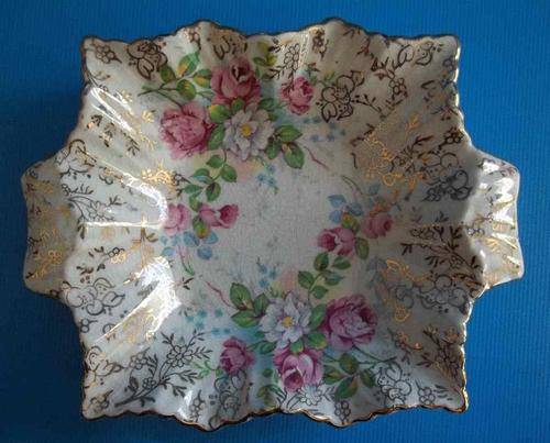 James Kent Ltd Longton, Made In England "Arundel", 3022 Hand Painted Bon Bon Dish - 13cm/10cm/2,5cm