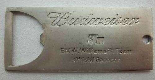 Budweiser/BMW Williams F1 Team Official Sponsor Bottle Opener - Length 8cm