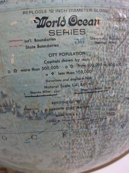 Vintage Replogle World Ocean Series 12 Inch Diameter Globe