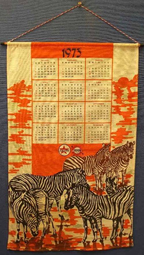 1973 Caltex/Boron Cloth Calendar - 61cm/37cm