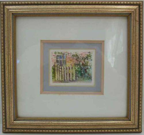Framed Behind Glass Miniature Watercolour By SA Artist Margie Bowker - Painting Size 6,5ccm/5cm