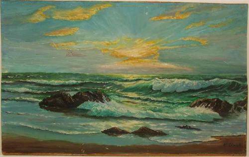 Lovely Oil On Board Seascape, K Clarck - 58cm/36cm