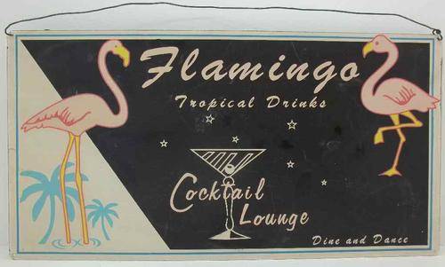 Vintage Flamingo Tropical Drinks Cocktail Lounge Metal Sign - 38cm/20cm