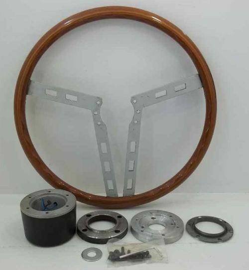 Vintage Wooden Handled Car Steering Wheel - Diameter 36cm