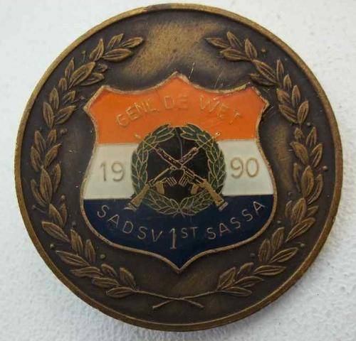1990 SADSV/SASSA 1st Gen De Wet Shooting Bronze Plaque - Diameter 5cm