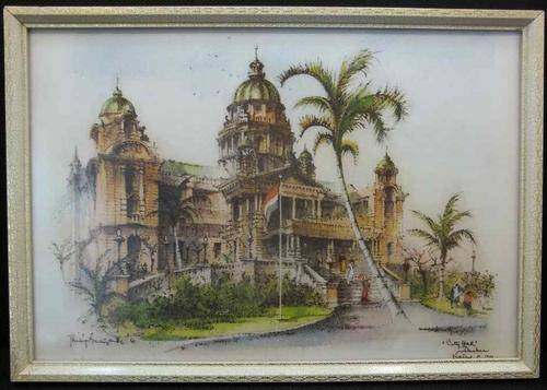 Philip Bawcombe Print Framed Behind Glass "City Hall, Durban, Natal, c1912" - 32cm/22cm