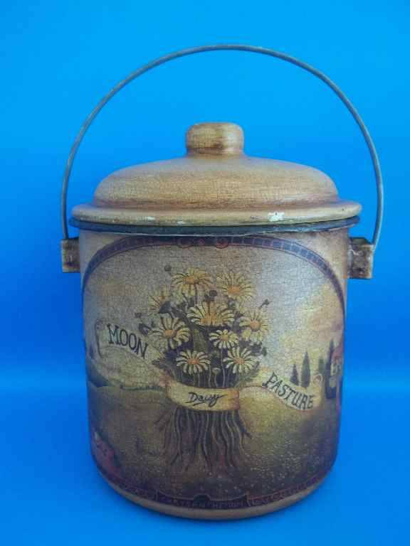 Lovely Old "Antique Finish" Enamel Bucket - Height 14cm - Diameter 15cm