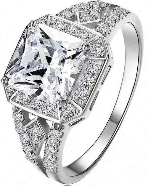 Exquisite 18K Platinum Plate Micro Inlay Clear Sim Diamond Ring- Size 7