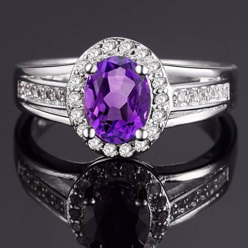 SALE!!!Stunning!!! -  Luxury Purple Topaz Zircon Love Lady Ring - Size 7