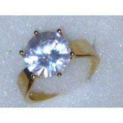 STUNNING GOLD ELECTROPLATED RING WITH HUGE SIMULATED DIAMOND SIZE 11(64.10mm)