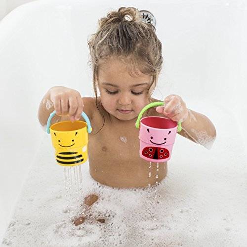HOP Zoo Stack & Pour Buckets, Set of 5, Ages 9m+ Bath Rinse*Toy NEW Unisex