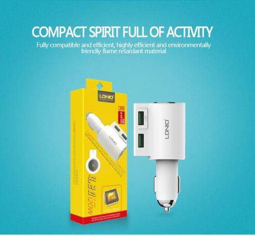 2 Port USB & 1 Socket Adapter Car Charger Output 4.2A & 120W (CM10)