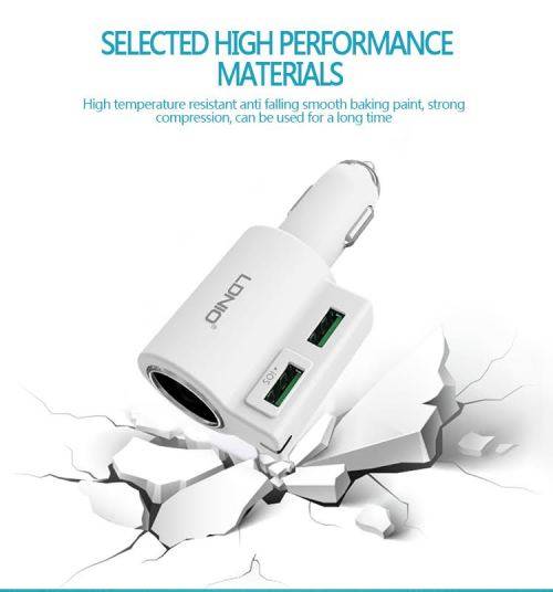 2 Port USB & 1 Socket Adapter Car Charger Output 4.2A & 120W (CM10)
