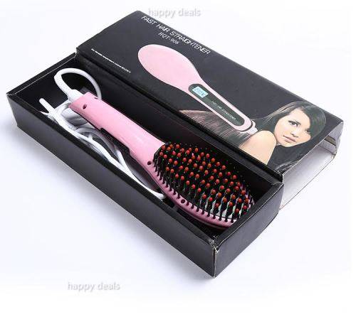 Electric Hair Straightener Comb Hot Iron Brush Auto Fast Hair Massager Tool