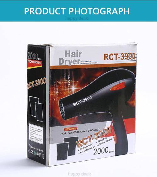 Professional Hair Dryer Black 2000W