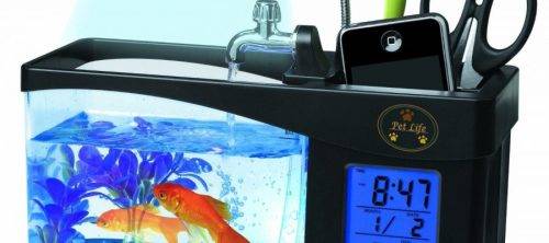 USB Desktop Aquarium Mini Fish Tank With LCD Display Multi functional Calendar