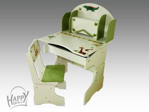 Children's 3 In 1 Wooden Desk, Chair & Chest (Pink, Green)