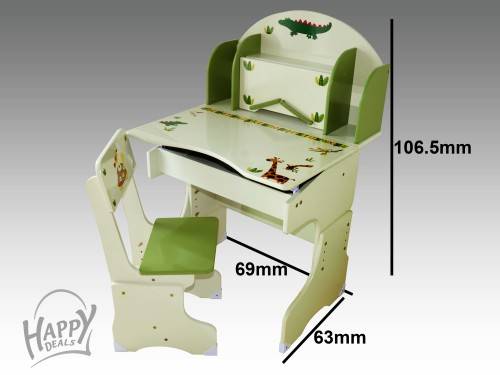 Children's 3 In 1 Wooden Desk, Chair & Chest (Pink, Green)