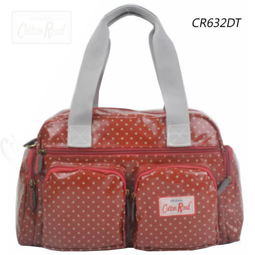 COTTON ROAD OIL SKIN DOUBLE FRONT POCKETS HANDBAG