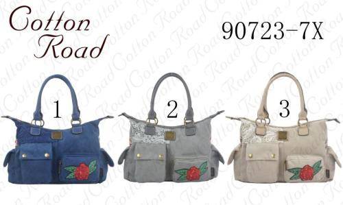 Cotton Road Fabric Rose Embroidered Handbag