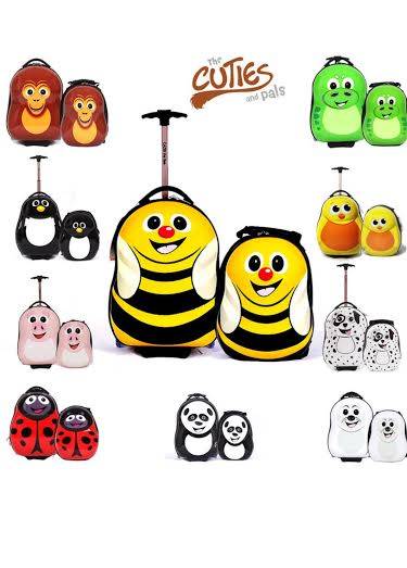 2 PCS SET 3D children trolley school bags kids luggage trolley bag suitcase