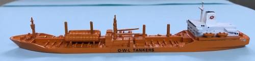 Metal model ship gas tanker OWL line 1 in 1250
