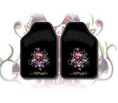ED HARDY CAR MATS - PURPLE SKULL DESIGN
