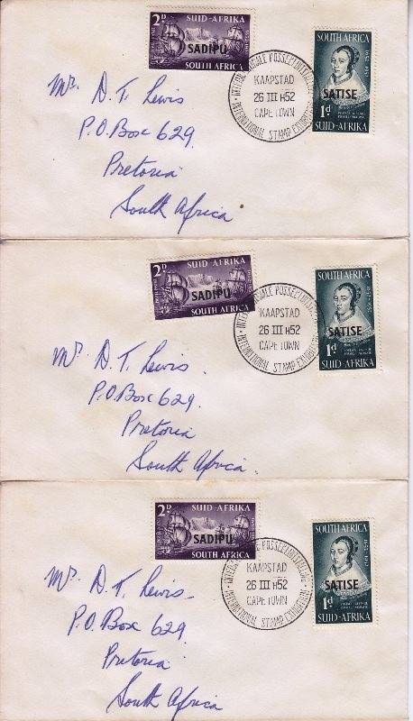 Union 15 covers - 1952 - Van Riebeeck cancellation - As per scan