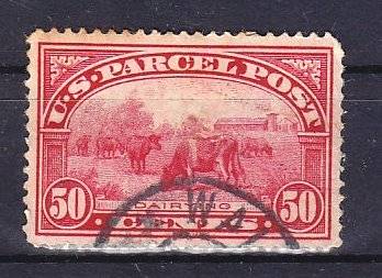 * USA - 1913 PARCEL POST STAMP - Very high value - used with heavy hinge & paper remain
