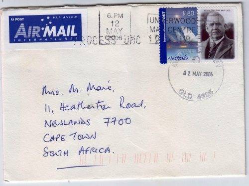Australia - 2006 cover to Cape Town