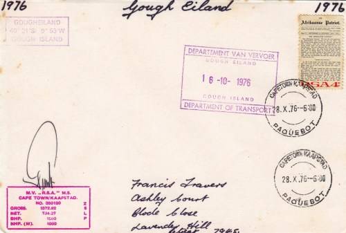 RSA - M.V. R.S.A - Posted at Sea - 1976 - Gough Island
